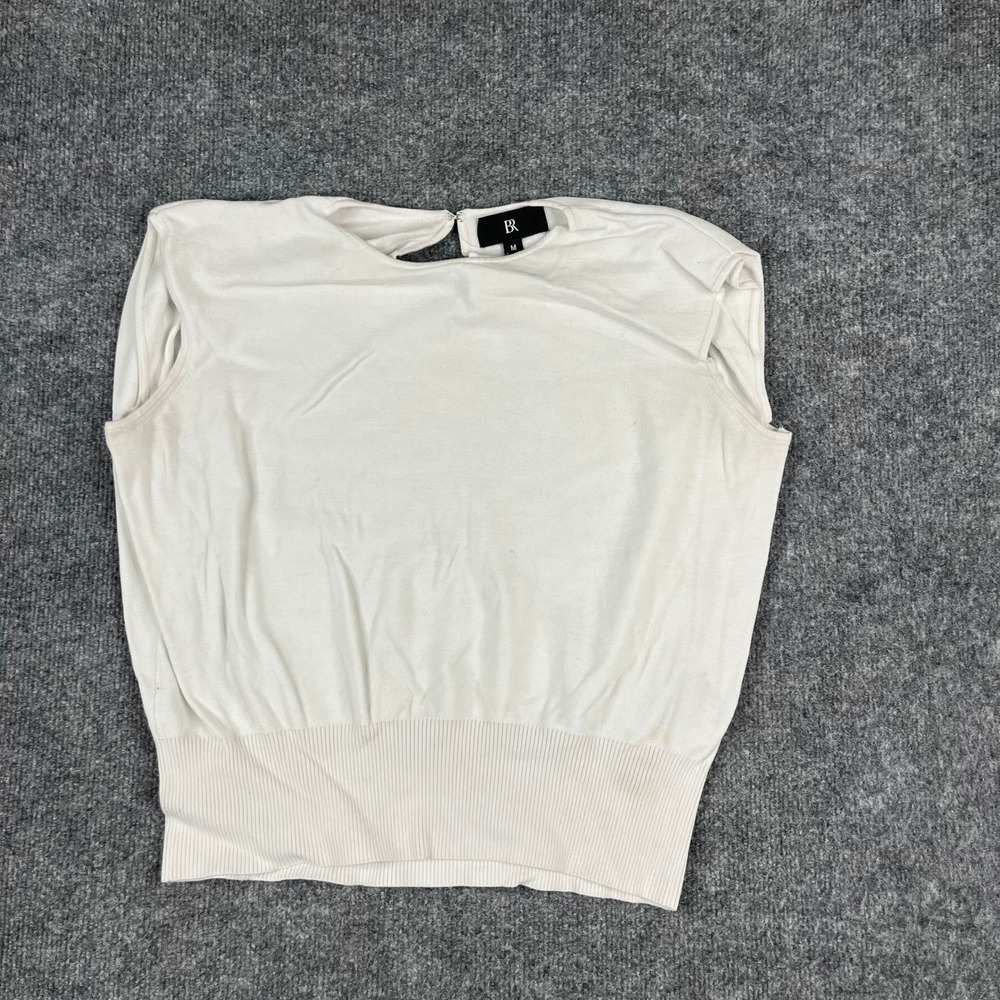 Banana Republic Sweater Top Womens Size M Viscose Off White Keyhole‎ Sleeveless